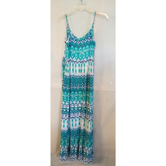 Mossimo Supply Co Women's Maxi Dress Turquoise/Blue Size M Adjustable Straps - Picture 3 of 7
